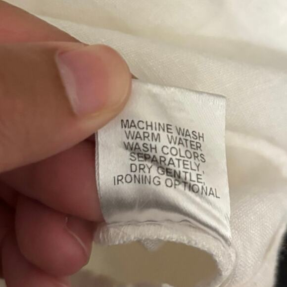 Flax 100% Linen White Chelsea Pullover Long Sleeve Top Size Large - Picture 12 of 12